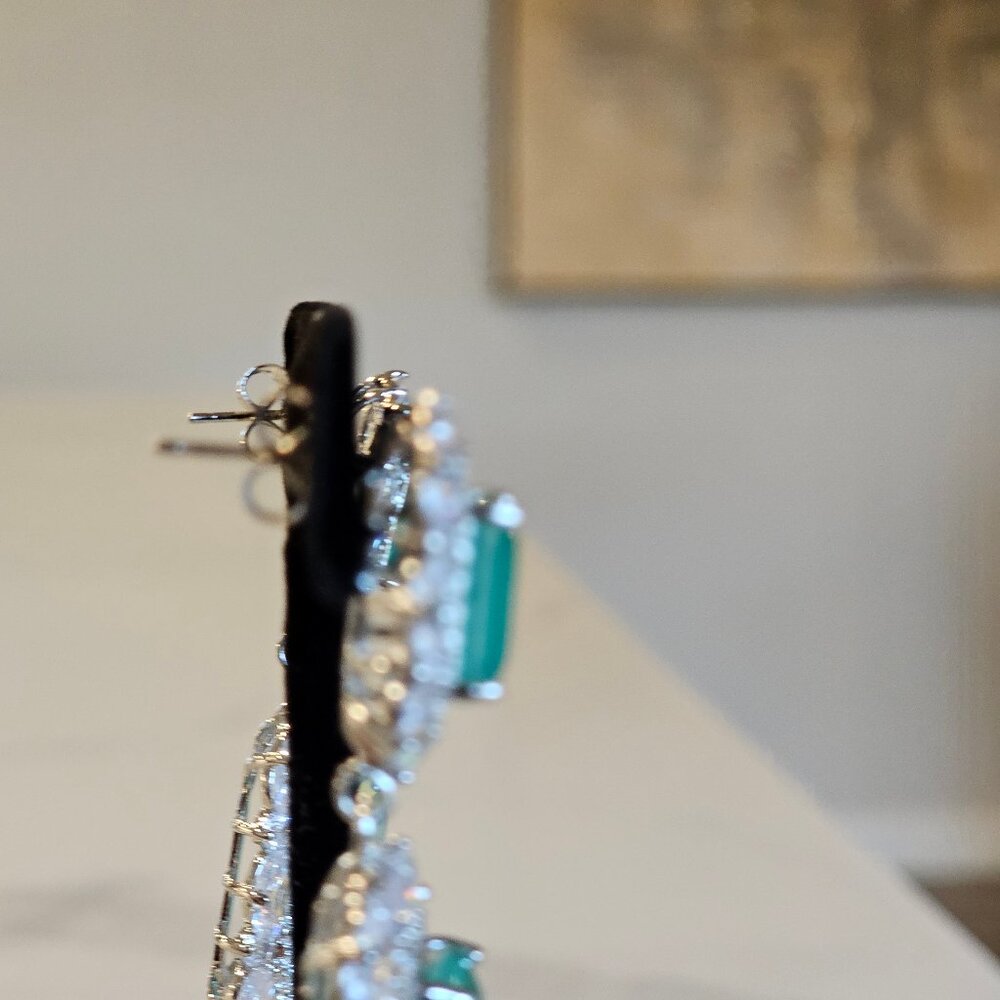 Paraiba Tourmaline Emerald Earrings - Picture 6 of 8